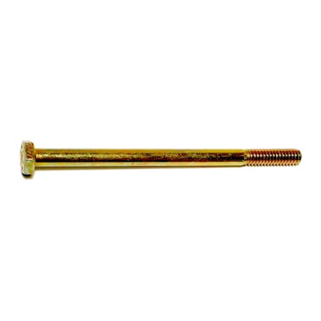 Grade 8, 1/4-20 Hex Head Cap Screw, Zinc & Yellow Plated Steel, 4 In L, 50 PK